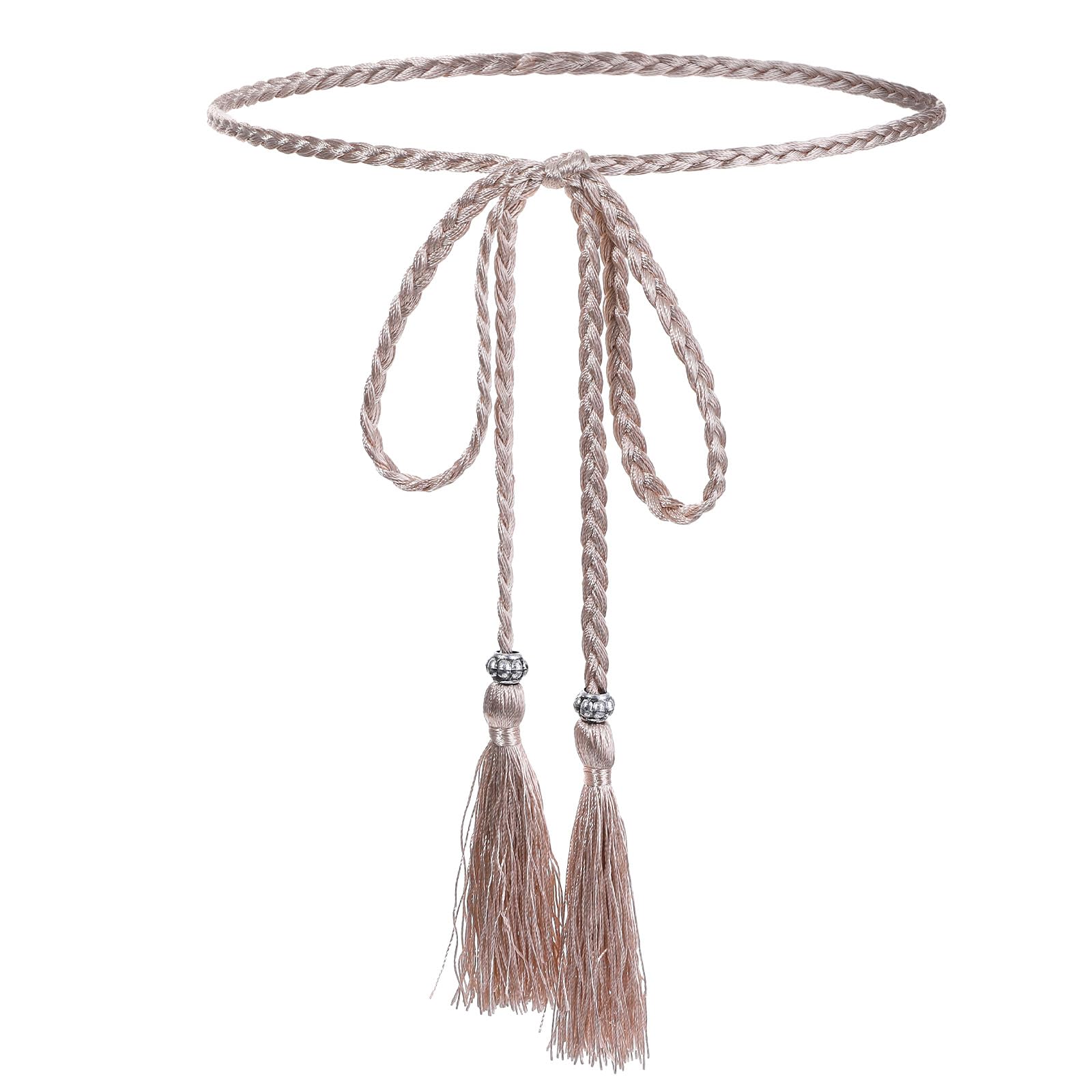 1 PCS Rope Belts Thin Braided Waist Belt Boho String Belt Skinny Woven Rope Tie Belts Long Tassel