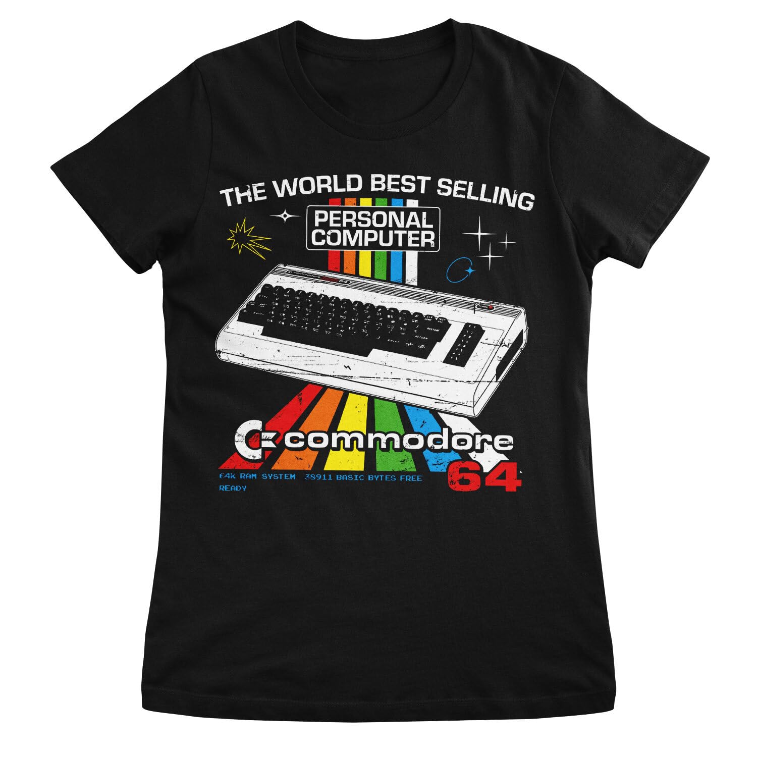 Commodore 64 Officially Licensed C64 Personal Computer Women T-Shirt (Black), XX-Large