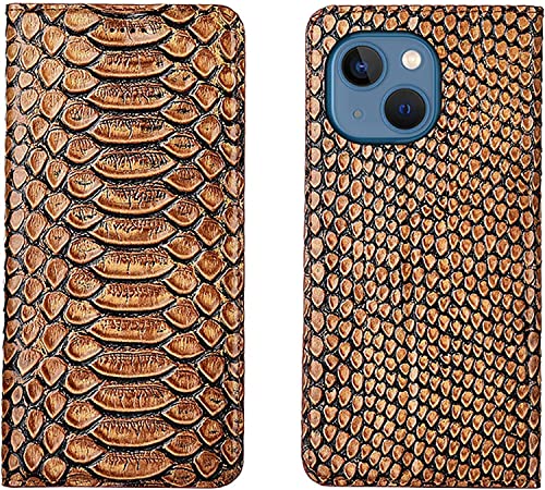 Étui portefeuille iPhone 14 Plus en cuir véritable marron avec porte-cartes
