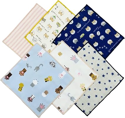 Amazon Co Jp キッズミニハンカチ Bセット ピンク 6枚セット 完全日本製 ガーゼハンカチ かわいい柄のミニハンカチ ドラッグストア
