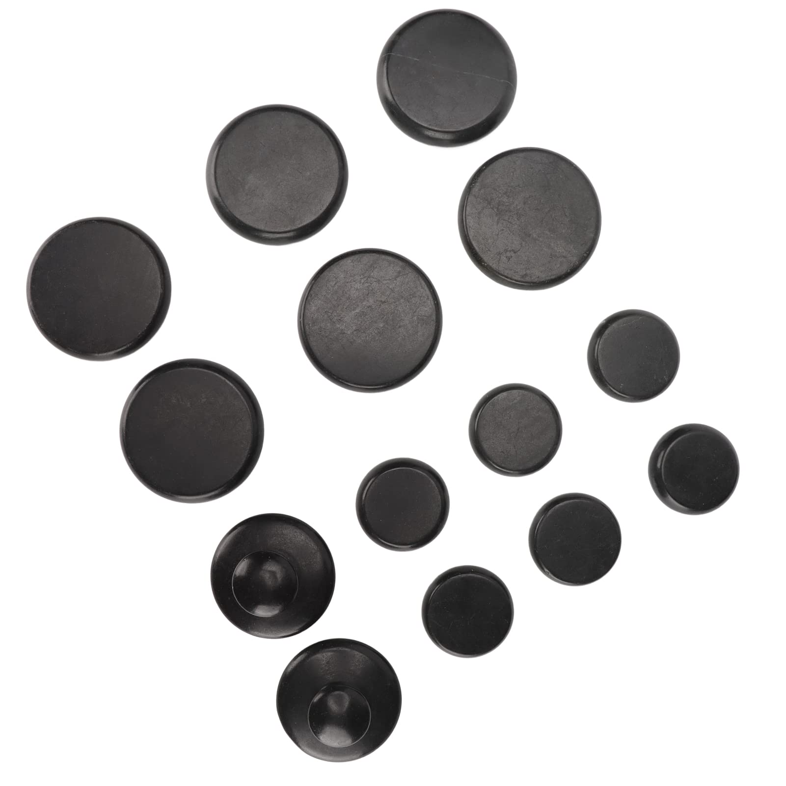 Juego de 14 Piedras de Masaje de Basalto, Piedras Calientes para Terapia de Relajación Muscular con Múltiples Tamaños y Formas, Calentamiento Rápido y Seguro