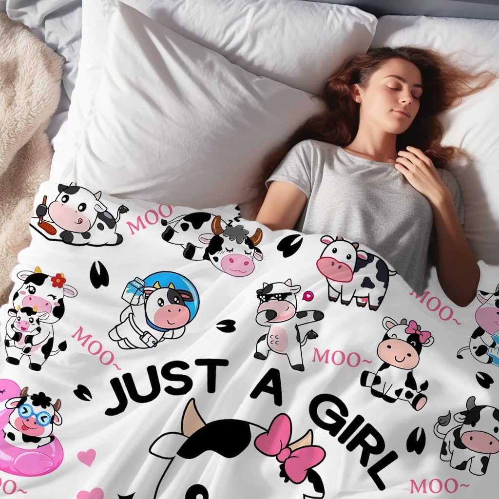 Cow Blanket Soft Cozy Flannel Cows Throw Blanket Bedding Decor Stuff Cow Lovers Gifts for Girls Women Kids Adults 50"x40" - Image 5