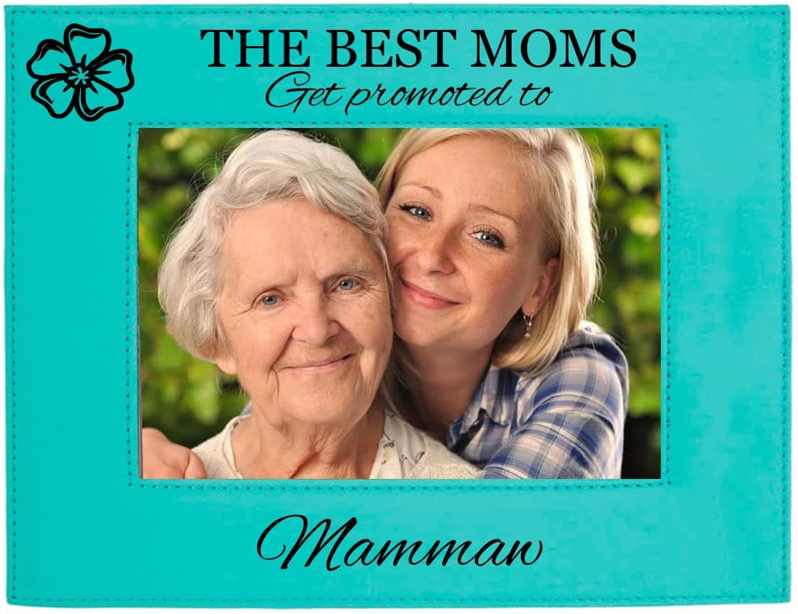 CustomGiftsNow The Best Moms Get Promoted to Mammaw Pink Leatherette Wall Hanging/Tabletop 8x10 Landscape Vertical Picture Group Family New Grandchild Baby Photo Frame