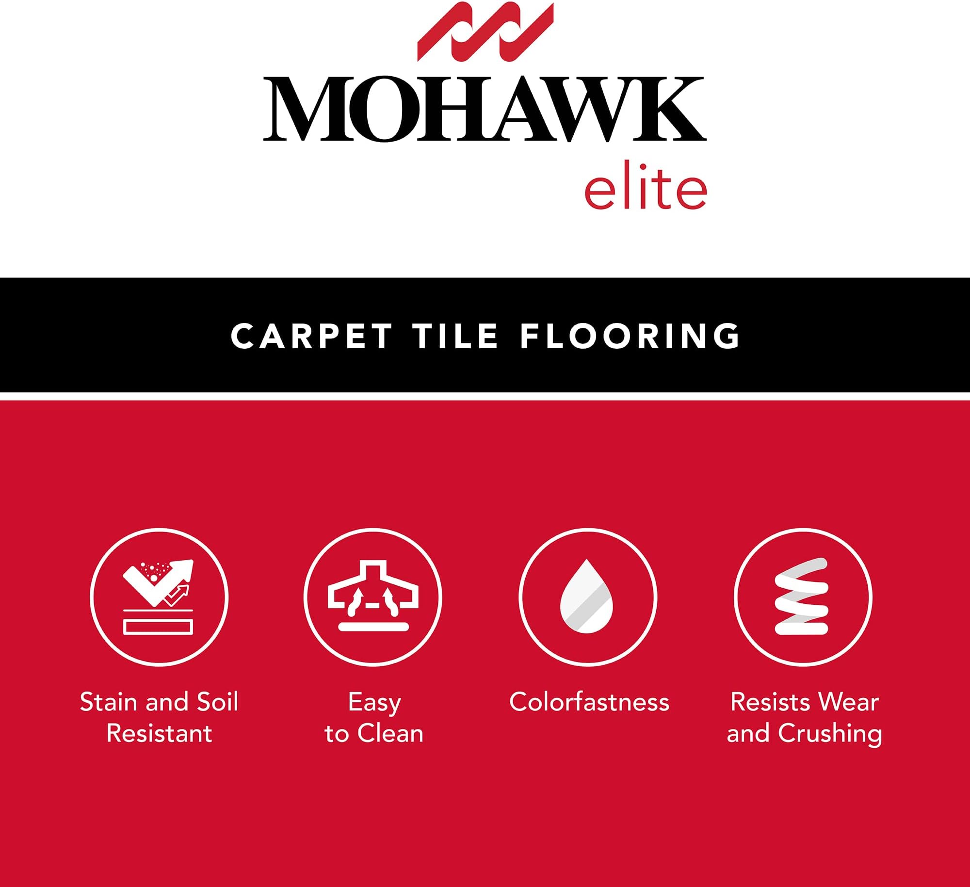 Mohawk Elite 24" x 24" Berber (Loop pile), 0.1" Pile Height, Carpet Tile, Nylon Fiber, Black Bird Color, (24 Tiles), (96 sqft/carton)
