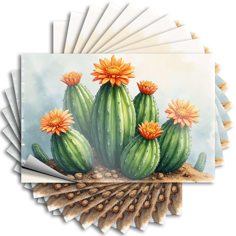 Small, Sticker Friends Hard A Group of Blooming Cacti in Vibrant Orange Flowers. | Heavy Waterproof Vinyl Stickers(12X18CM)