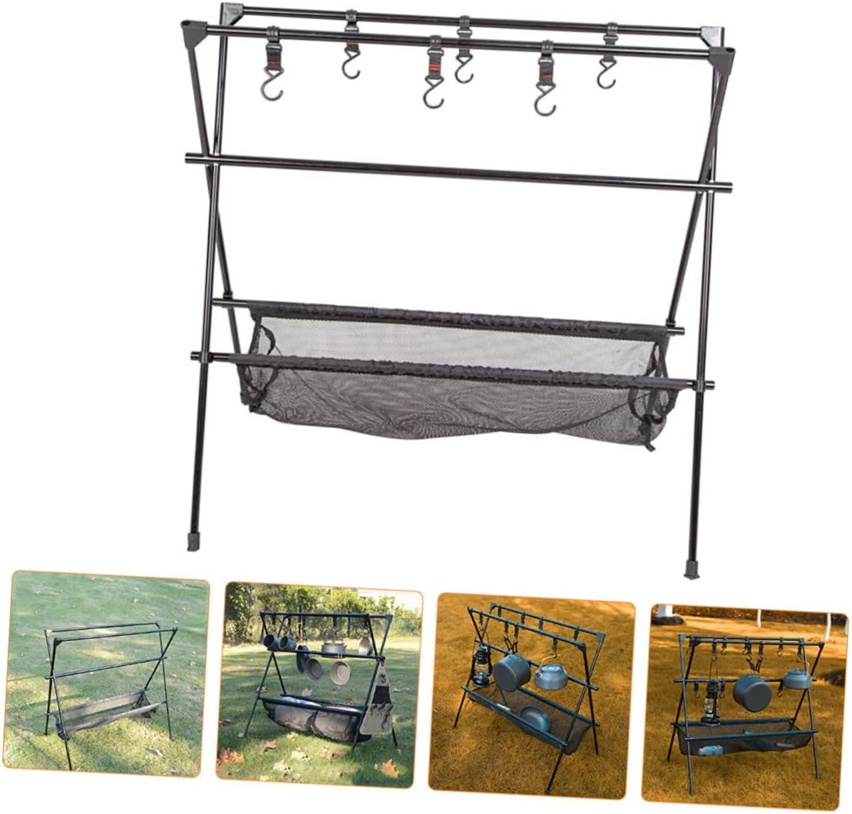 Bbq Rack Picnic Mesh Camping Stand Car Camping Grill Rack Folding Shelf