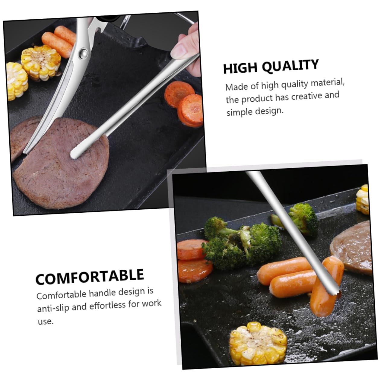 ifundom 2Pcs Bbq Scissors and Grilling Clips Ergonomic Non Slip Kitchen Gadget for Barbecue for Meat and Food Handling