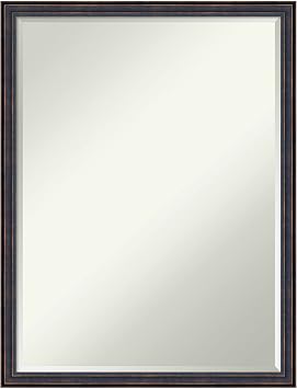 Amanti Art Bronze Wall Mirror 26x20 Dark Bronze Scoop Rectangle Bathroom Mirror for Wall Decor Living Room, Medium Traditional Wood Frame, Hangs Horizonally and Vertically, Bathroom Decor, Petite