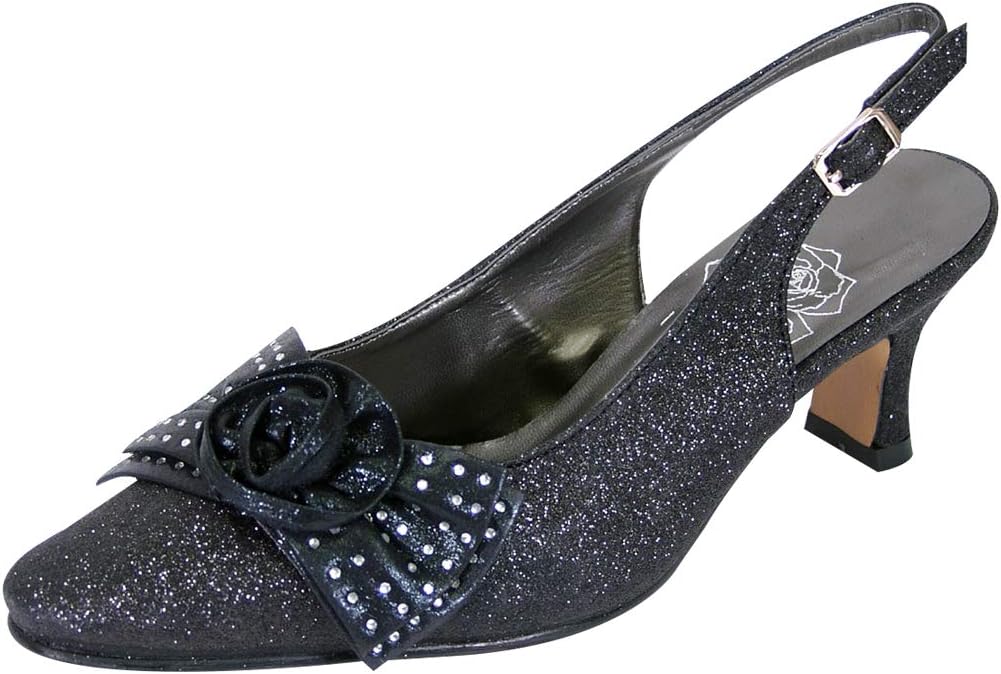 Floral Alaina Women's Wide Width Glitter Fabric Slingback Shoes Black 9