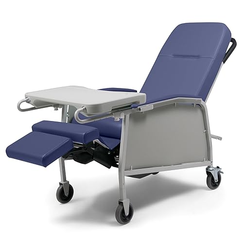 Lumex 3-Position Medical Recliner, Reclining Geri Chair with Wheels, Royal