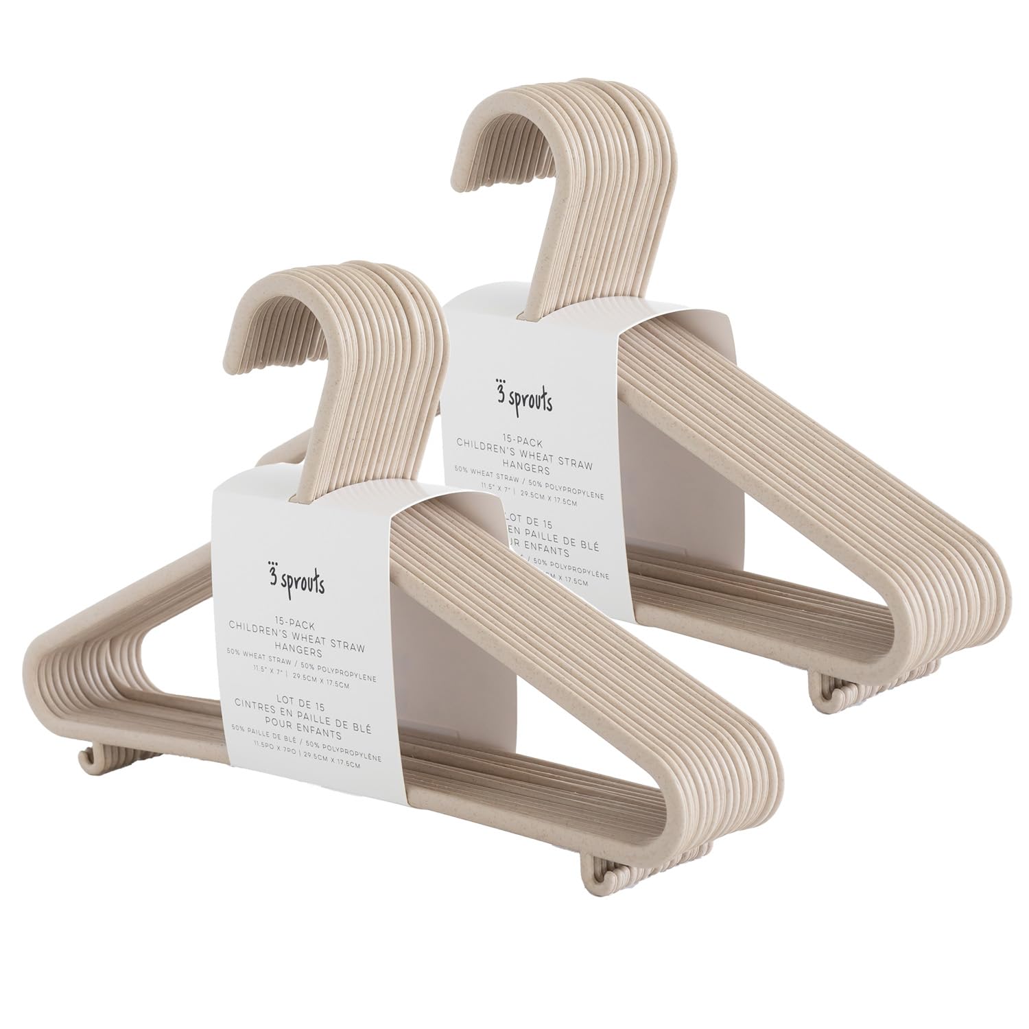 3 Sprouts Wheat Straw Plastic Kids & Child Hangers - 30-Pack Eco-Conscious Baby Clothes & Coat Hangers for Closet - Children's Hanger for Nursery, Small Girls, Boys & Toddlers - Speckled Beige