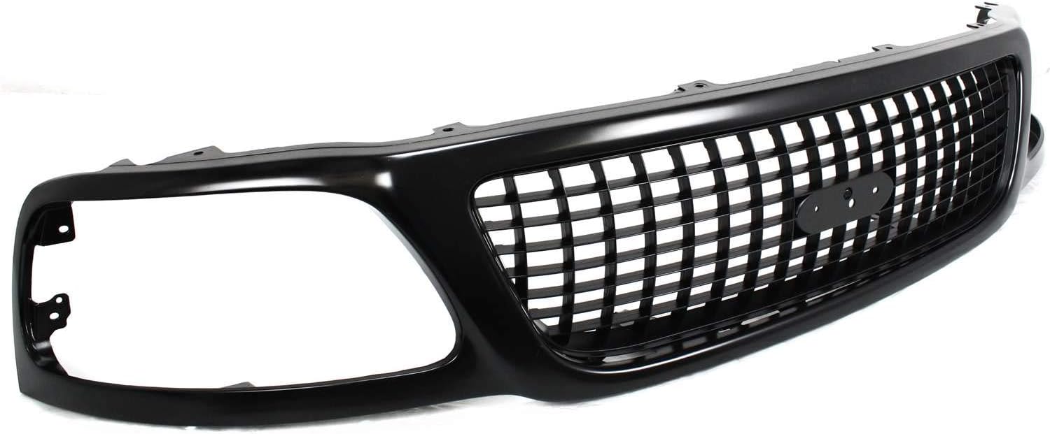 Compatible with 99-02 Expedition E B Edition Front Face Bar Grill Grille Assembly Dark Gray Plastic