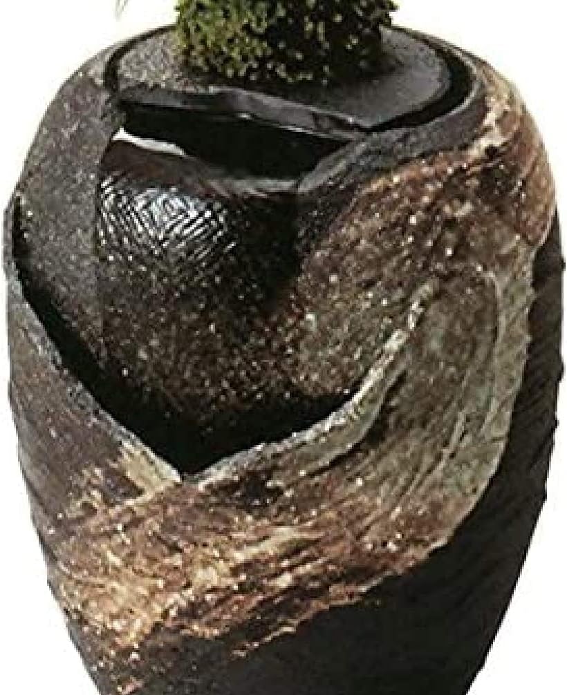 ヤマ庄陶器 Yamasho Pottery Object, Black, etc. Approx. Diameter 8.9 x Height 11.2 inches (22.5 x 28.5 cm), Shigaraki Ware Spring Water Tsukubai Spring Water (with Circulating Motor)