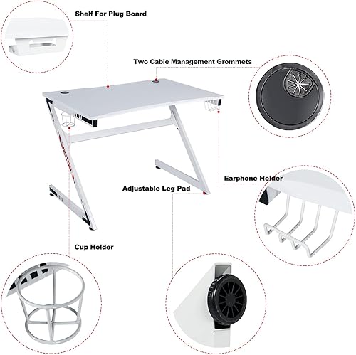 Miniatura 4 de Escritorio de ordenador para juegos en forma de Z de 43 pulgadas, mesa de juego grande, mesa de carreras, escritorio para estudiante, escritorio de