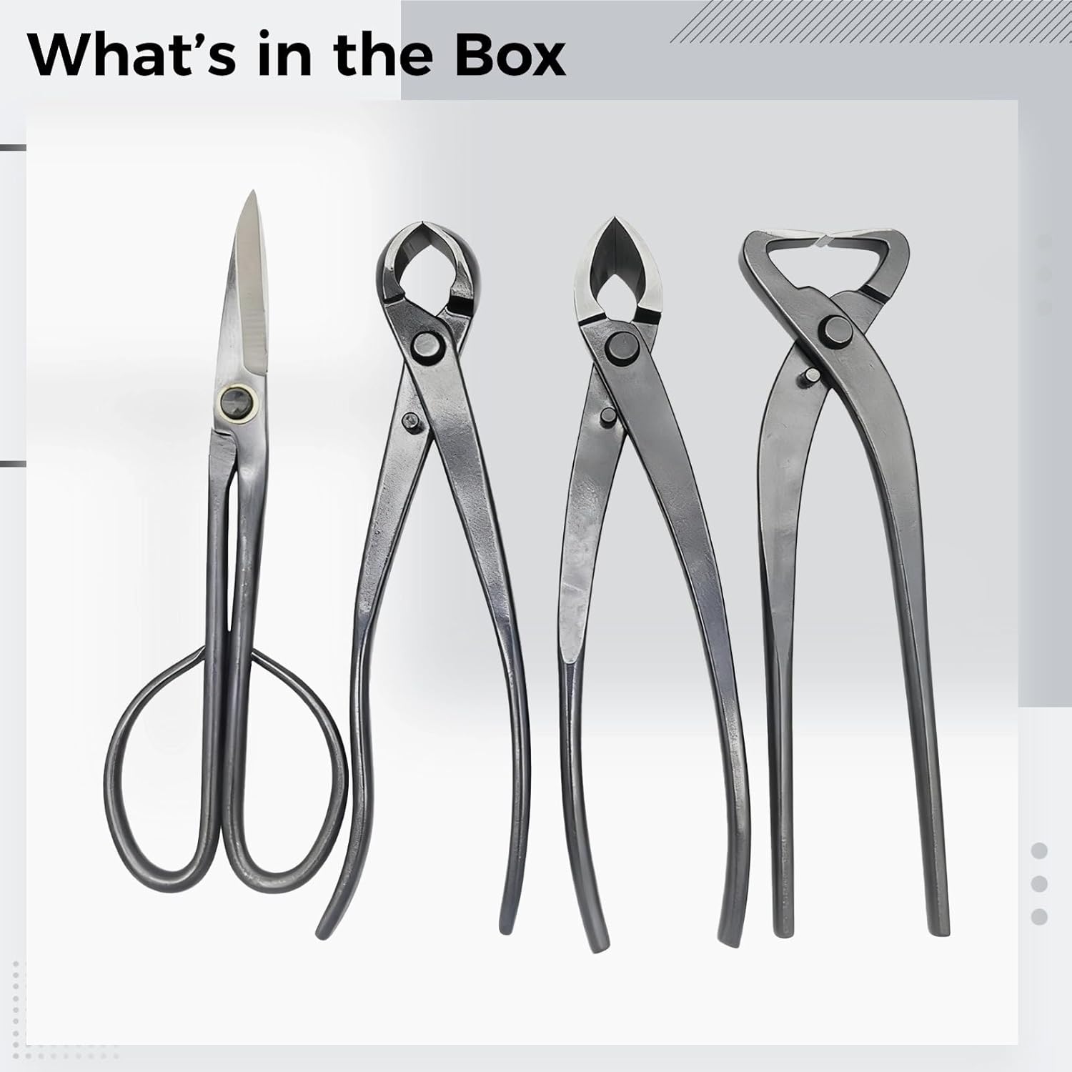 4 Pcs Bonsai Tool Kit, Carbon Steel, for Pruning Shaping Styling, Trunk Splitter Included
