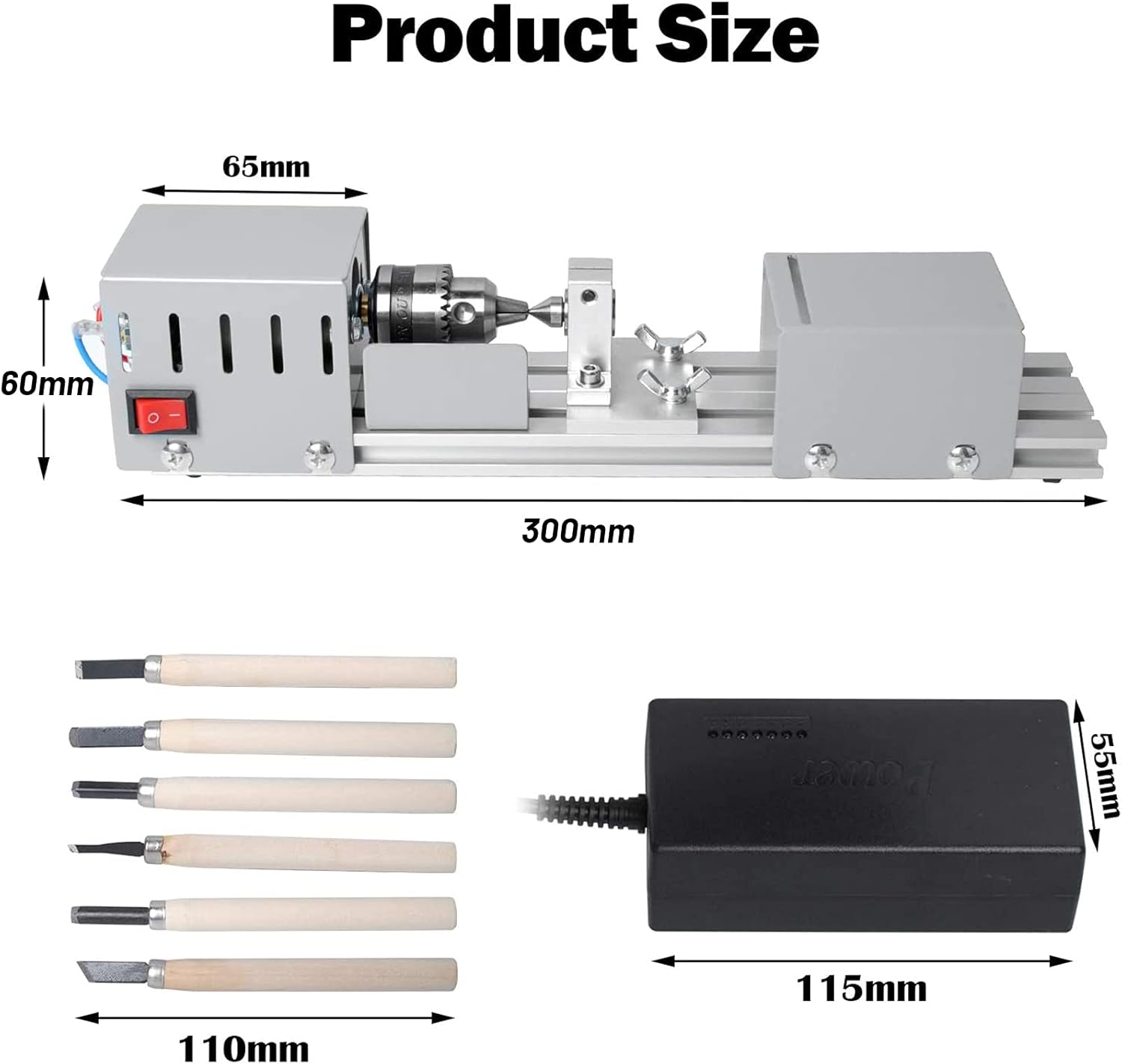 Mini Lathe Beads Polisher Machine, DIY CNC Machining for Table Woodworking, Wood Lathe Milling Machine Grinding Polishing Beads Drill Rotary Tool Set DC 12V-24V 96W