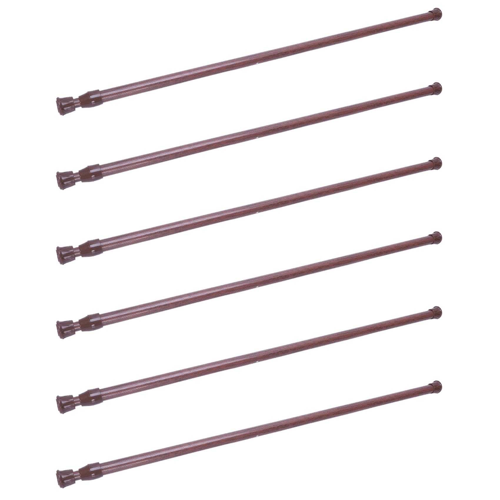 Abledance 6X Extendable Telescopic Spring Loaded Net Voile Tension Curtain Rail Pole Rods,55-90Cm,Wood Color