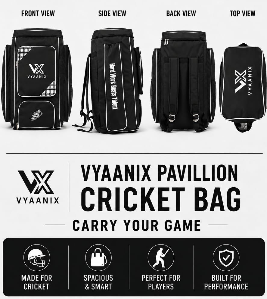 Image of Cricket Kit Bag with Backpack Straps (Black)
