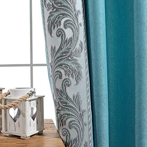 Rideau délicate broderie pour chambre à coucher feutrée | Grand panneau vert doublé occultant salon