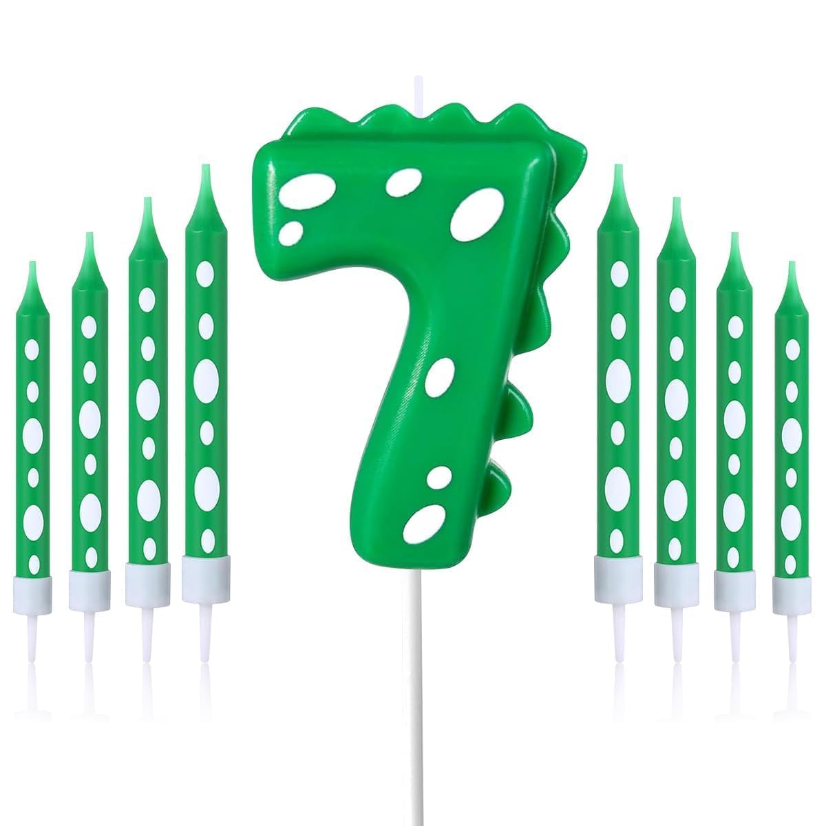 Geburtstagskerzen Zahlen 7,Dinosaurier Kerzen Geburtstag,mit 8 Stück Lange Geburtstagskerze,Geburtstagskerzen für Torte,Dinosaurier Thema Party Kerzen für Jungen Mädchen (Dinosaurier, 7)