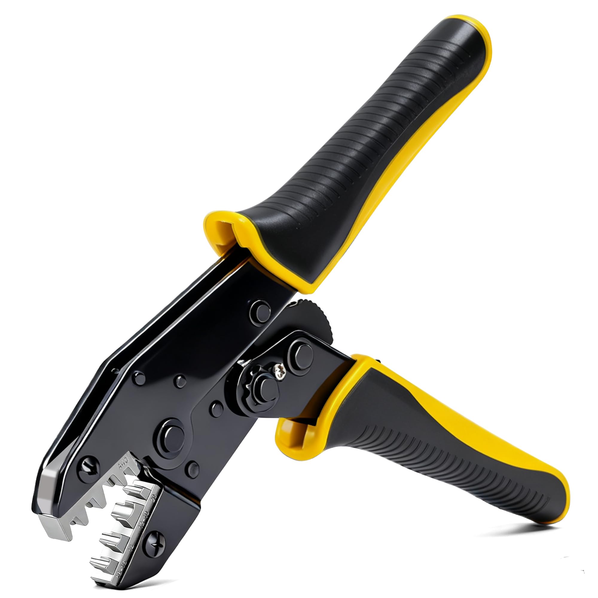 STEELITE Crimping Tool for Non-Insulated Open Barrel Terminals AWG 20-10 Ratchet Wire Terminal Crimper for Electronic