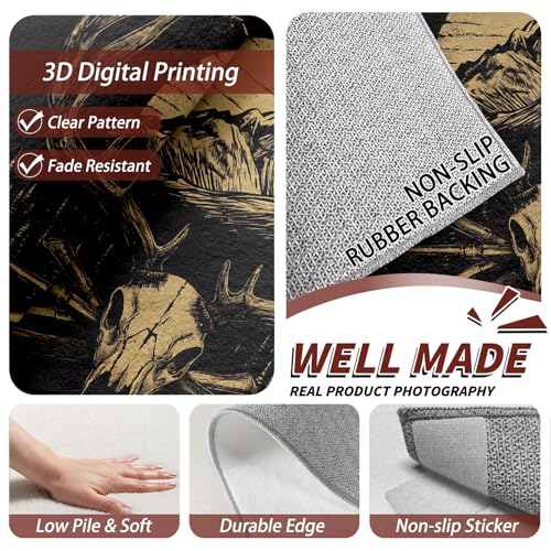 Tapete Deer Skull rectangular 4x6, antideslizante y lavable miniatura 4