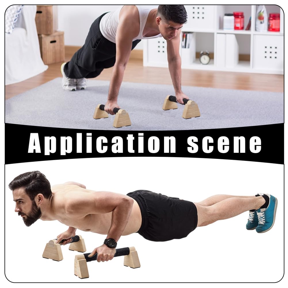 AHANDMAKER Lot de 2 barres de parallettes en bois pour entraînement au poirier - 24,9 x 9,7 x 9,9 cm - Équipement de gymnastique naturel - Pour entraînement à la maison, salle de sport - Essentiels de
