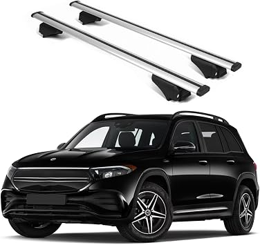 ERKUL Roof Rack Cross Bars for Mercedes Benz EQB 2022-2025 | Aluminum Crossbars with Anti Theft Lock for Rooftop | Compatible with Raised Rails - Silver