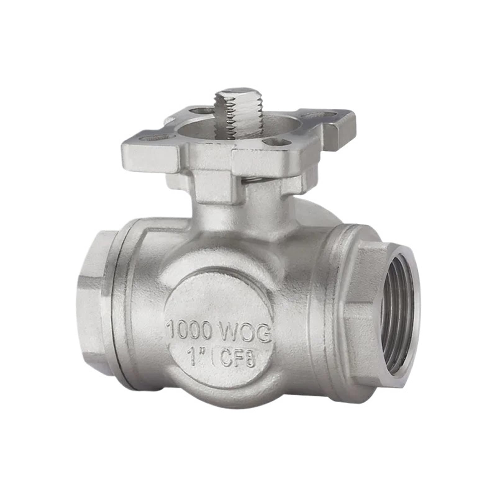 Válvula de Bola de Plataforma Alta neumática de Tres vías DN8-25, válvula de Tres vías de Acero Inoxidable, Cuerpo de válvula de Rosca Interna neumática | válvula solenoide(DN8,L-type)