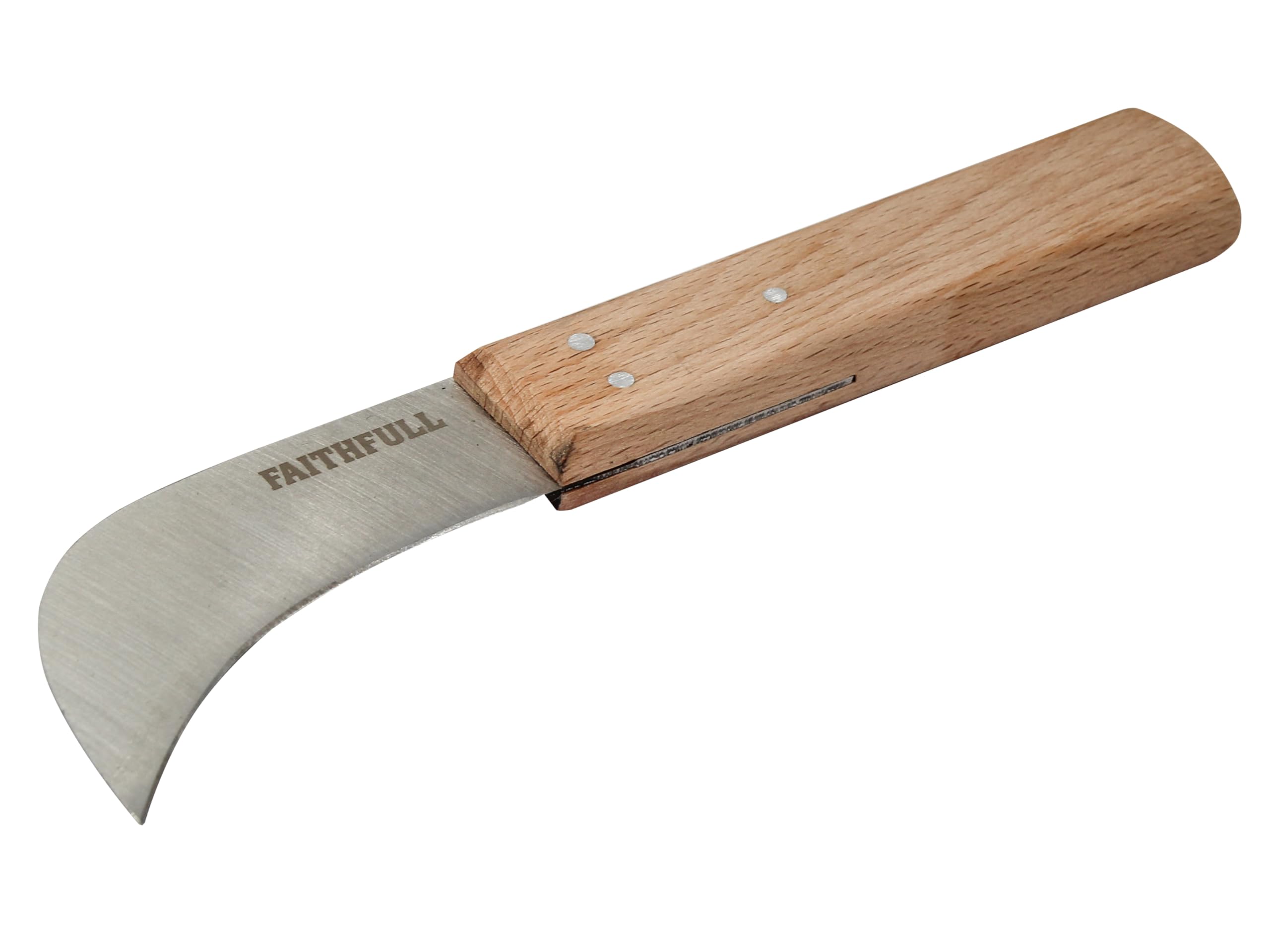 Faithfull Lino Knife 75Mm (3In) – Curved Blade Knife With Fsc® Beech Wood Handle & Stainless Steel Blade For Linoleum, Vinyl, Carpet & Precision Cutting
