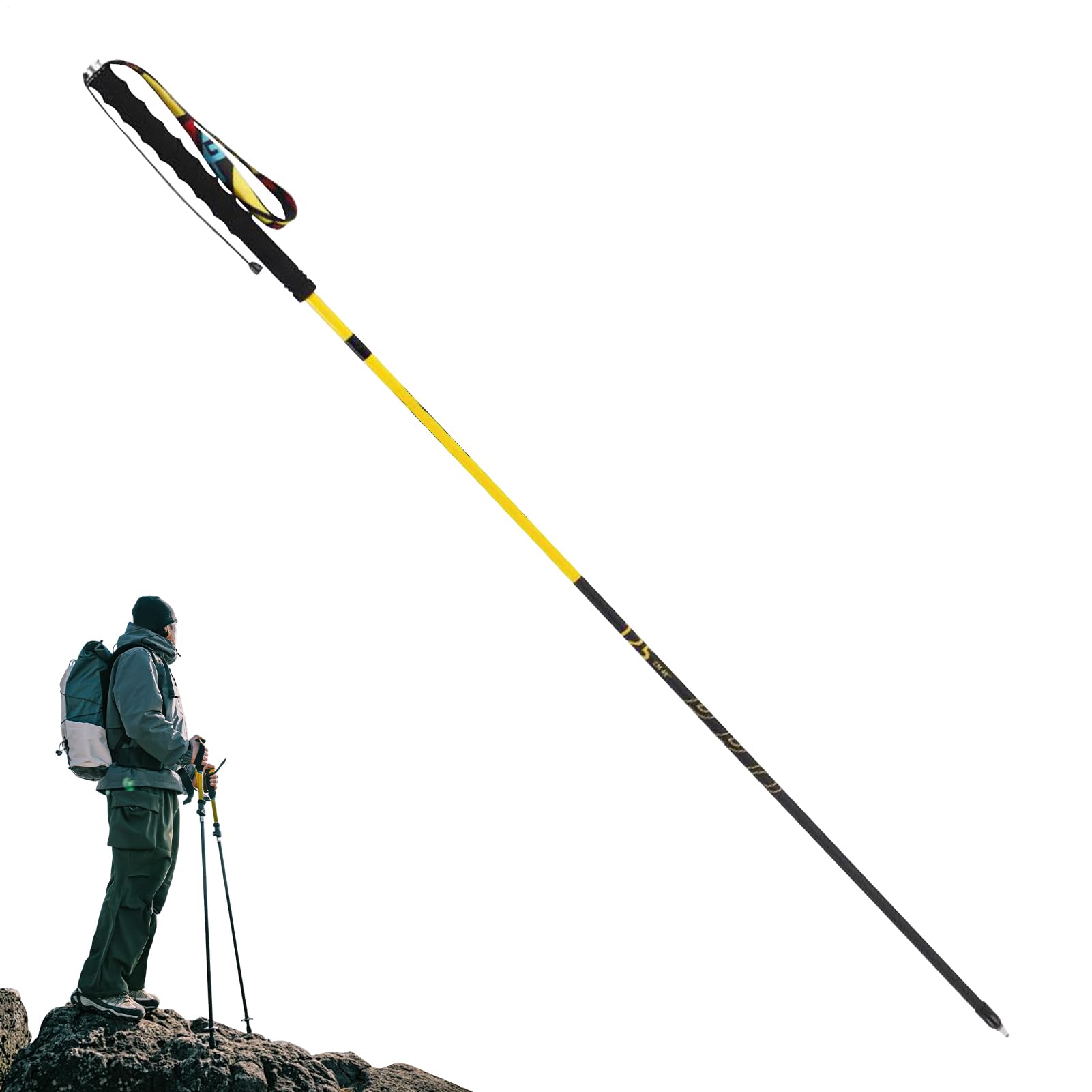 Kij Trekkingowy do Wędrówek 4-Sekcyjny Teleskopowy Kij Trekkingowy | Kijki do Wędrówek z Plecakiem Do Survivalu, Wspinaczki, Podróży, Górskich Wędrówek, Kempingu I Aktywności Outdoor