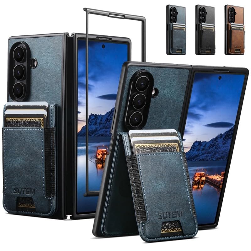Étui cuir Samsung Galaxy Z Fold 6 portefeuille magnétique rabat noir grainé