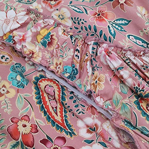 Image of OSTOO Women's 2026 Summer Boho Floral Print Tiered Casual Flowy Long Maxi Dress