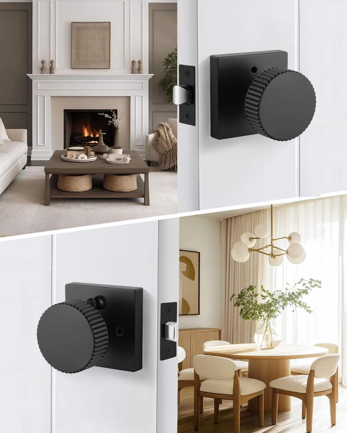 Goldenwarm Black Door Knobs Interior, Privacy Bedroom Door Knob with Lock, Zinc-Alloy Matte Black Interior Door Knobs Bathroom Heavy Duty 6 Pack