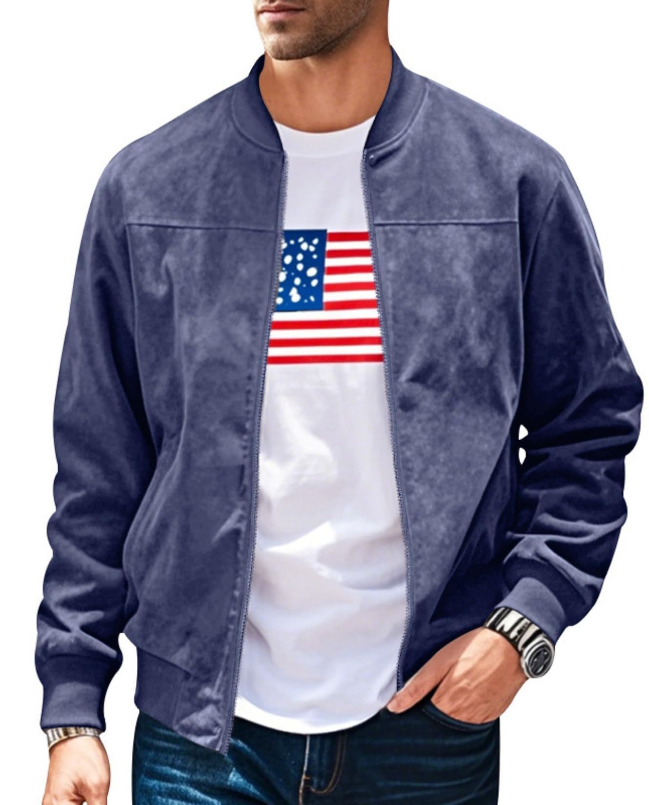 Mens Cardigan Jacket - Solid Color Zipper Front Loose Warm Wear for Autumn Winter Vacation Daily Life