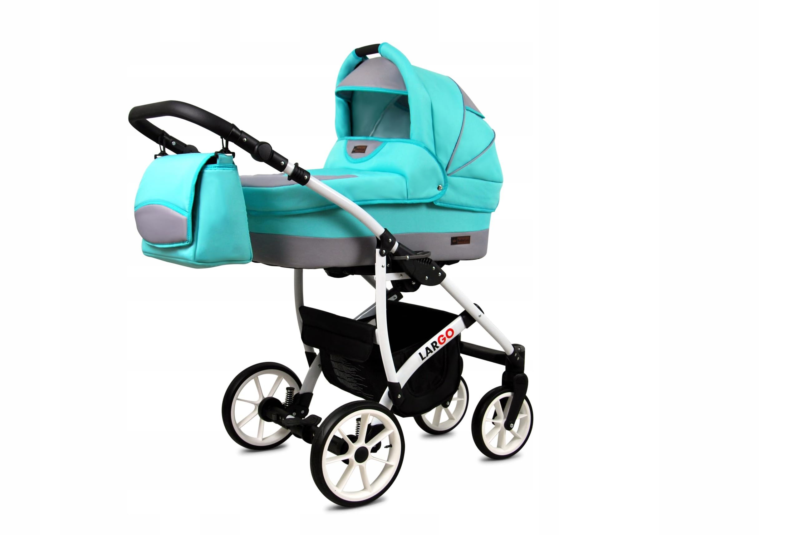 BabyLux Zestaw wózków dziecięcych 4 w 1 – Largo – w zestawie wanienka dla niemowląt, fotelik sportowy, fotelik samochodowy, stacja bazowa ISOFIX – fotelik samochodowy – zestaw wózków dziecięcych