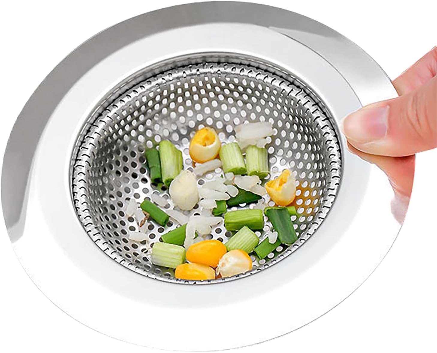 2PCS 4.5 Inch OD Stainless Steel Kitchen Sink Strainer Large Wide Rim Strainer Drain Strainer Suitable for Sink Drainage and Garbage Disposal