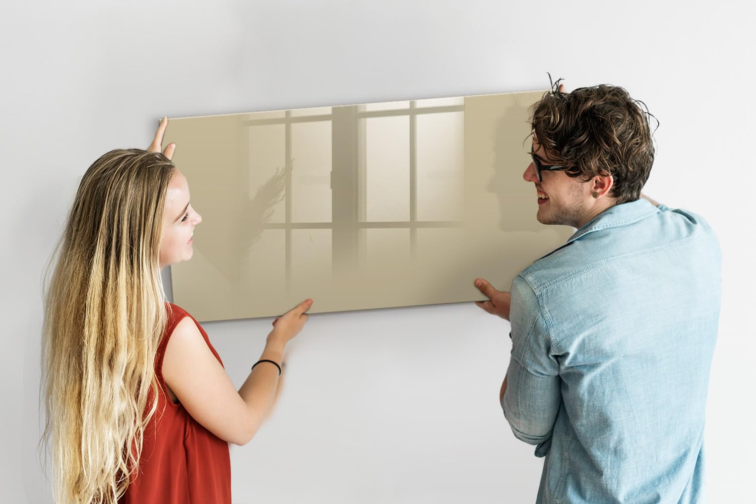 Glas-Magnettafel modern | Whiteboard magnetisch mit Glasfläche | Mit starken Magneten & Zubehör-Set | Kratzfest, abwischbar & ideal für kreative Planung - 120x60cm Beige