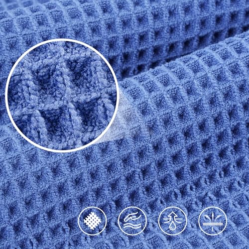 Image of POLYTE 430 GSM Microfiber Oversize Quick Dry Lint Free Bath Towel, 60 x 30 in, 4 Pack (Waffle Weave)