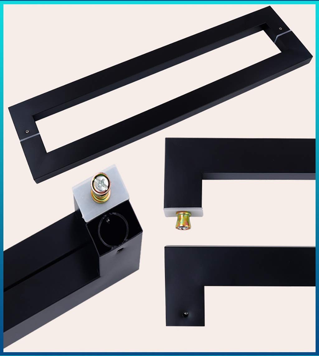 Manilla Cuadrada de Acero Inoxidable Resistente, Color Negro, para Puertas de Cristal de hoteles y oficinas, y Puertas correderas de Madera. Fácil de Instalar. Disponible
