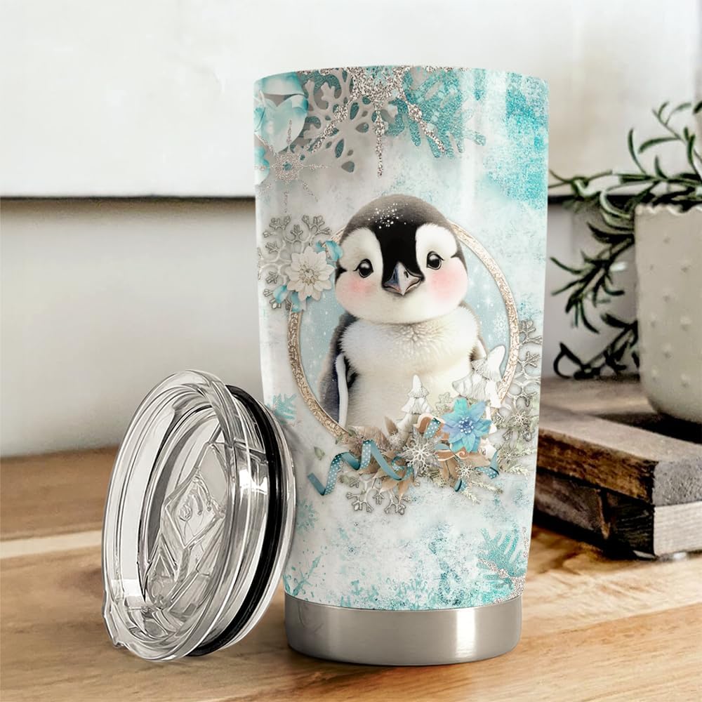 SANDJEST Penguin Tumbler 20oz Stainless Steel Insulated Coffee Travel Mug Cup for Women Girls Penguin Gifts for Birthday Christmas - Image 2