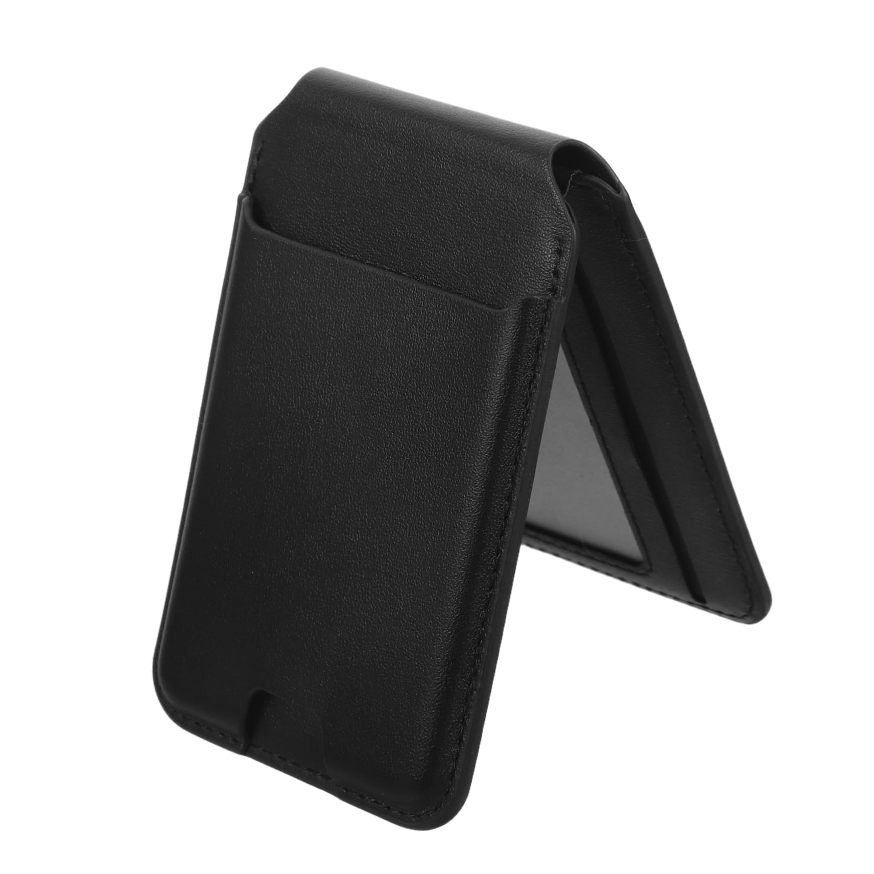 Porta Carte Magnetico per Telefono Cellulare Nero Pu Pieghevole | Supporto da Tavolo, Tasca per Badge e Carte D'accesso, Design Multifunzione