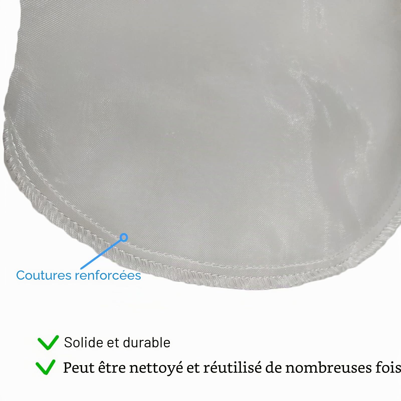 1 lot de chaussettes filtrantes en nylon monofilament avec cordon de serrage 500 microns, ouverture de 25,4 cm x 81,3 cm de long, grands sacs filtrants en nylon liquide (500 microns 25,4 x 81,3 cm)
