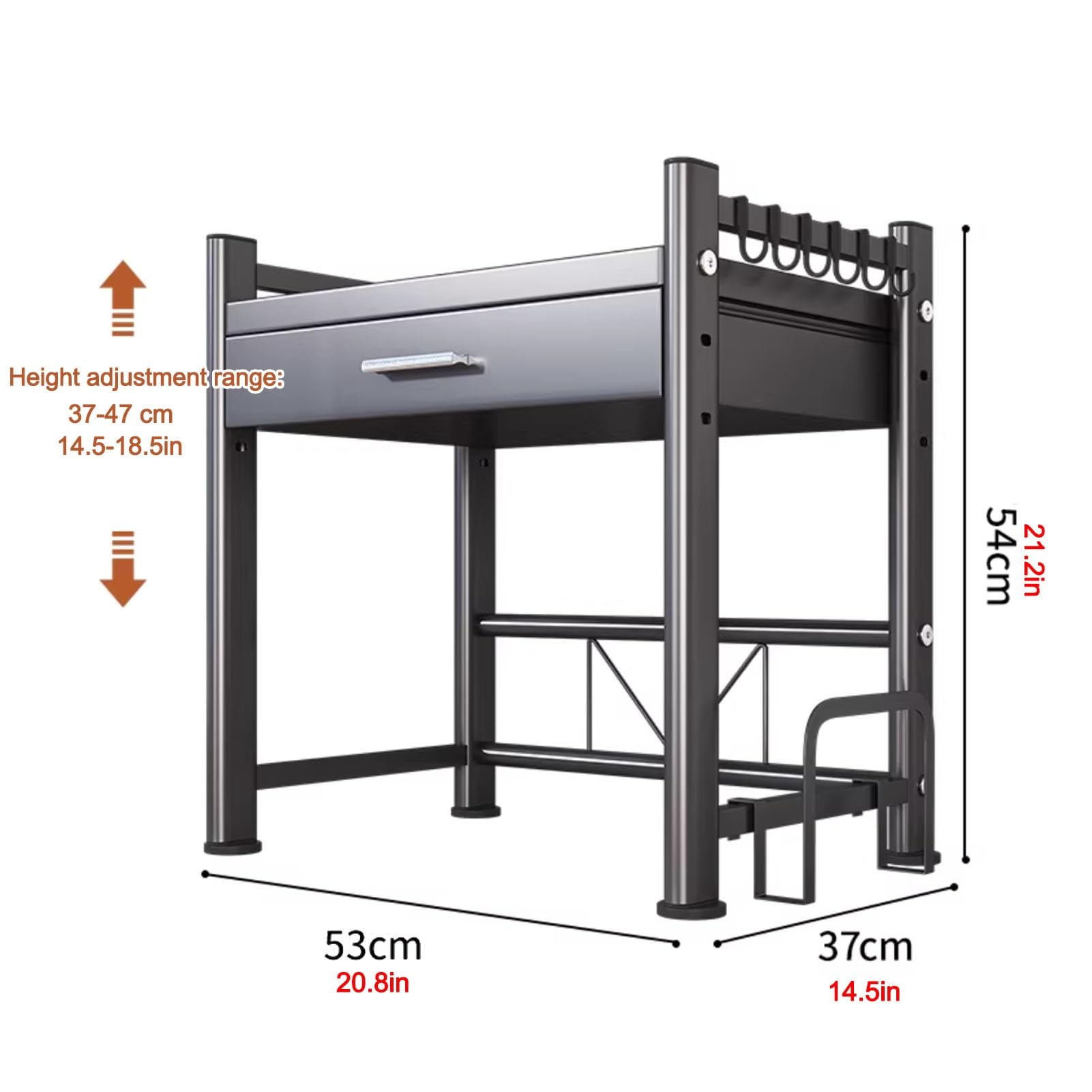 Rastrelliera da cucina adjuble nd con Der HeightAdjuble da cucina per piccoli elettrodomestici e strumenti, ideale per risparmiare spazio in cucina