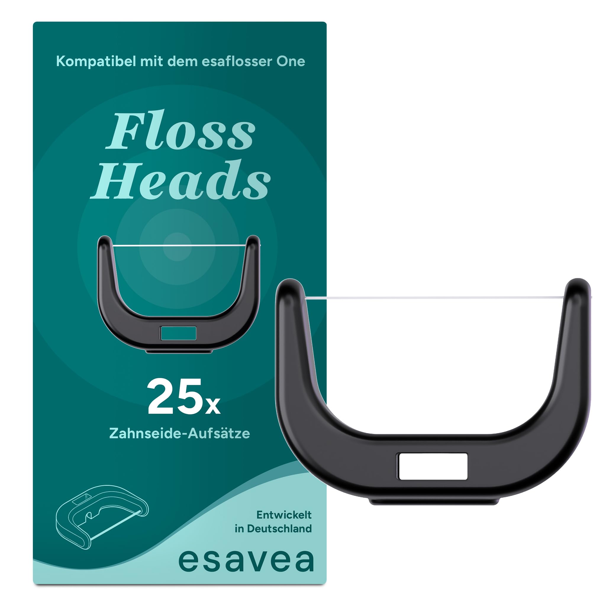 Zahnseide Aufsätze für esaflosser One, 25 Ersatzköpfe elektrische Zahnseide, Floss Heads für Zahnzwischenraumreinigung, 6 Monate Vorrat (Schwarz)