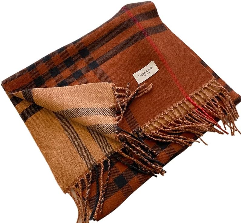 Womens Stripes simple contrasting colors autumn and winter double-sided imitation cashmere scarf fashion warm shawl