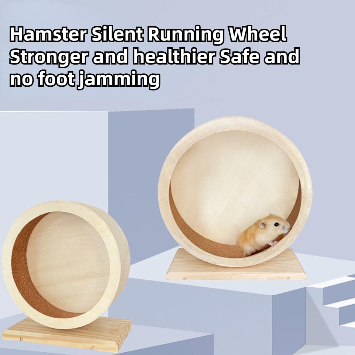 Hamster Wooden Silent Wheel, Small Animal Exercise Wheel Accessories, Quiet Spinner Hamster Running Wheels Prevent Depression Toys for Hamsters, Gerbils, Mice and Other Small Pets (M)