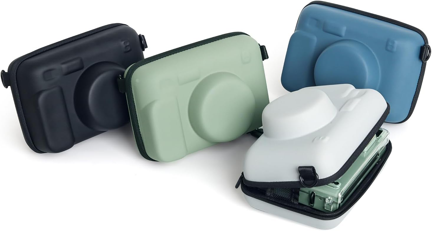 Protective Camera Case Compatible with Fujifilm Instax Wide 400, for Instax WIDE 400/210/300, LOMO Hard EVA Case Bag with Shoulder Strap, Pocket and Magnetic Frames - Green
