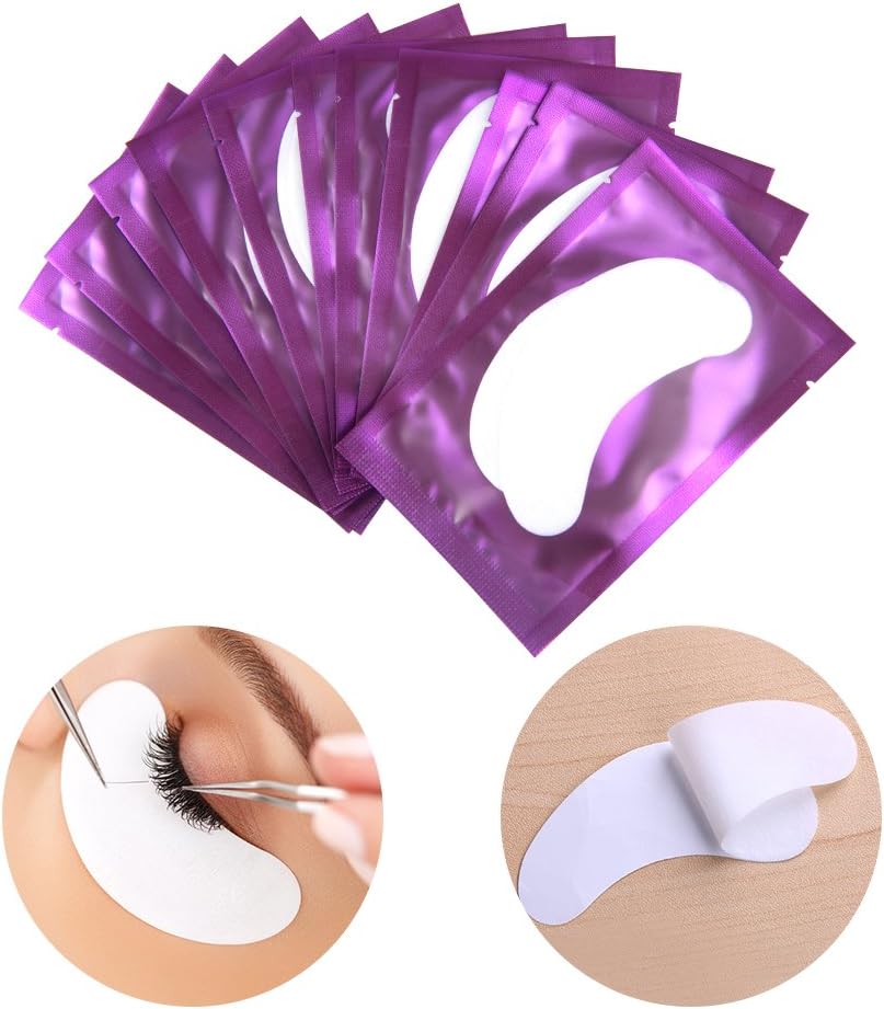 Eye Gel Pads 50 works Eyelash Extension Under Eye Gel Pads Lint Free Eye Patches Eye Mask Beauty Tool Collagen Hydrogel Under Eye Patch (Purple) - Image 3