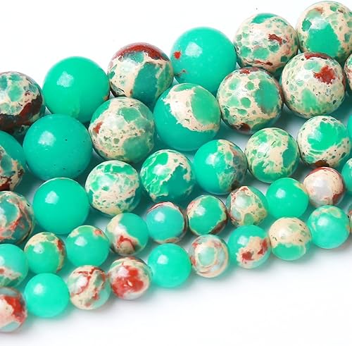 Miniatura 45 de Cuentas sueltas redondas de gemas naturales, cuentas de cristal de piedra energética para hacer joyas 15" (Cristales de cuarzo de fresa, jades, 6MM)